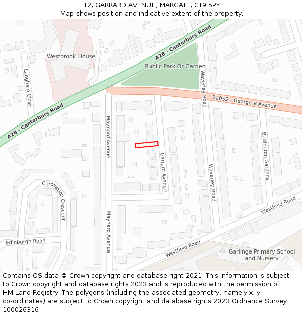 12, GARRARD AVENUE, MARGATE, CT9 5PY: Location map and indicative extent of plot