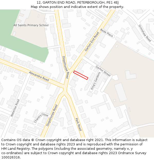 12, GARTON END ROAD, PETERBOROUGH, PE1 4EJ: Location map and indicative extent of plot