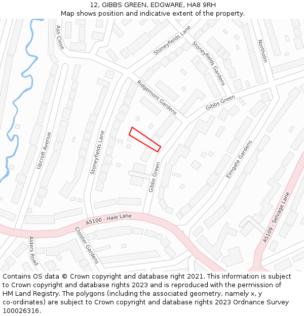 12, GIBBS GREEN, EDGWARE, HA8 9RH: Location map and indicative extent of plot