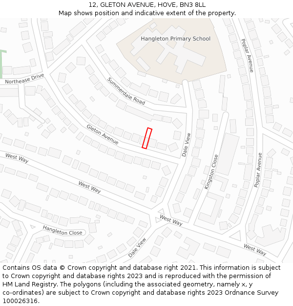 12, GLETON AVENUE, HOVE, BN3 8LL: Location map and indicative extent of plot