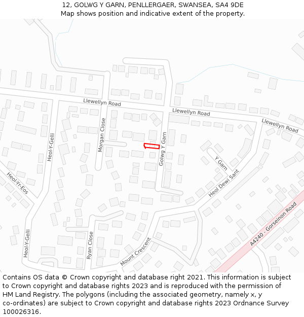 12, GOLWG Y GARN, PENLLERGAER, SWANSEA, SA4 9DE: Location map and indicative extent of plot