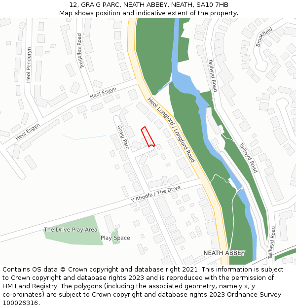 12, GRAIG PARC, NEATH ABBEY, NEATH, SA10 7HB: Location map and indicative extent of plot