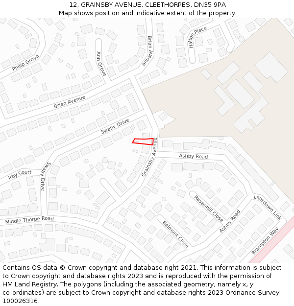 12, GRAINSBY AVENUE, CLEETHORPES, DN35 9PA: Location map and indicative extent of plot