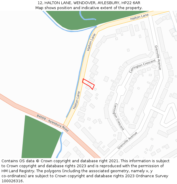 12, HALTON LANE, WENDOVER, AYLESBURY, HP22 6AR: Location map and indicative extent of plot