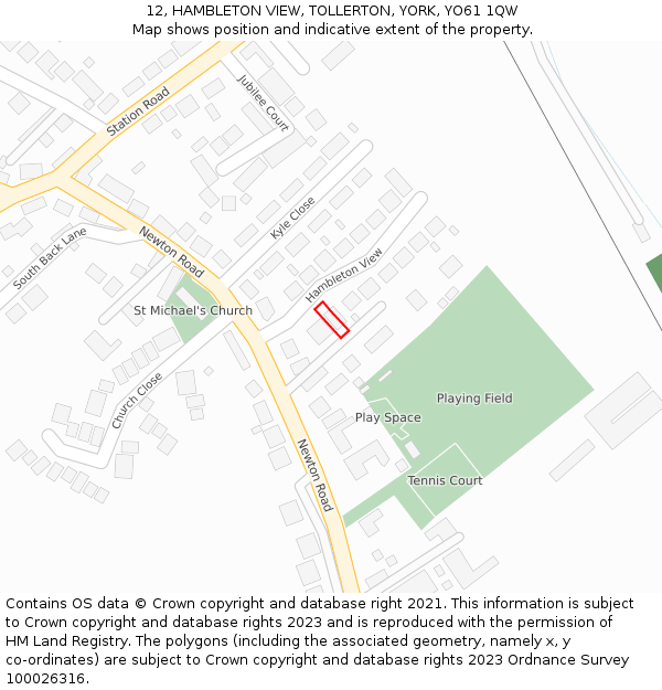 12, HAMBLETON VIEW, TOLLERTON, YORK, YO61 1QW: Location map and indicative extent of plot