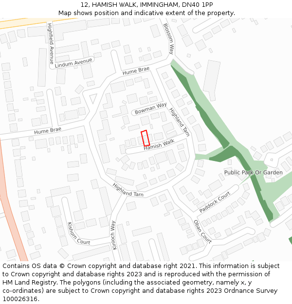 12, HAMISH WALK, IMMINGHAM, DN40 1PP: Location map and indicative extent of plot