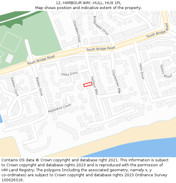 12, HARBOUR WAY, HULL, HU9 1PL: Location map and indicative extent of plot