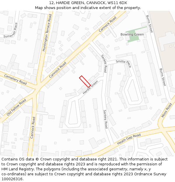 12, HARDIE GREEN, CANNOCK, WS11 6DX: Location map and indicative extent of plot