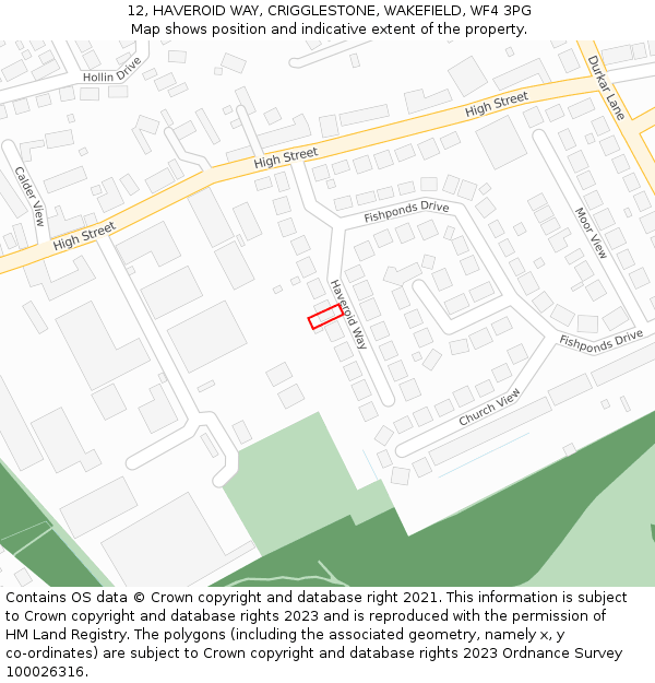 12, HAVEROID WAY, CRIGGLESTONE, WAKEFIELD, WF4 3PG: Location map and indicative extent of plot