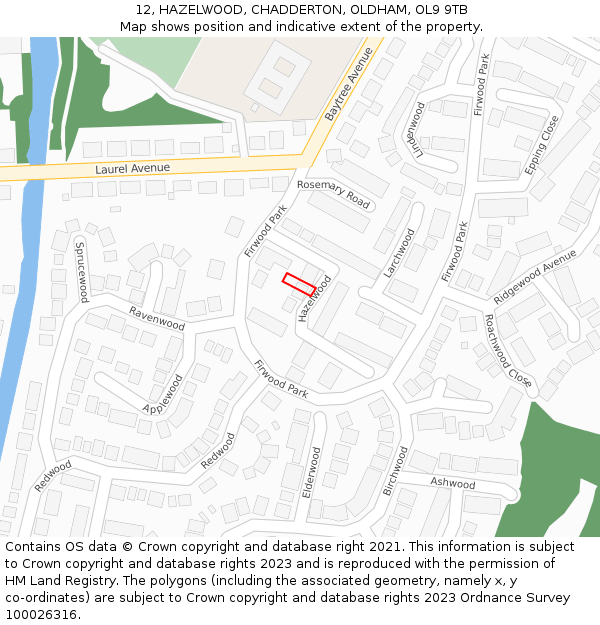 12, HAZELWOOD, CHADDERTON, OLDHAM, OL9 9TB: Location map and indicative extent of plot