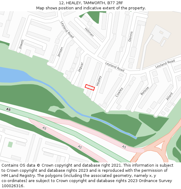 12, HEALEY, TAMWORTH, B77 2RF: Location map and indicative extent of plot