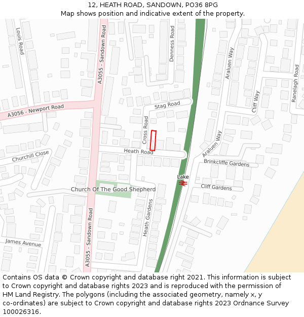 12, HEATH ROAD, SANDOWN, PO36 8PG: Location map and indicative extent of plot