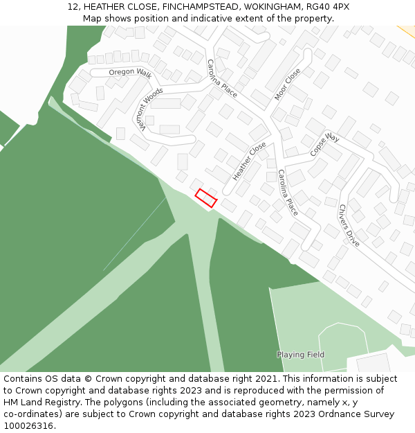 12, HEATHER CLOSE, FINCHAMPSTEAD, WOKINGHAM, RG40 4PX: Location map and indicative extent of plot