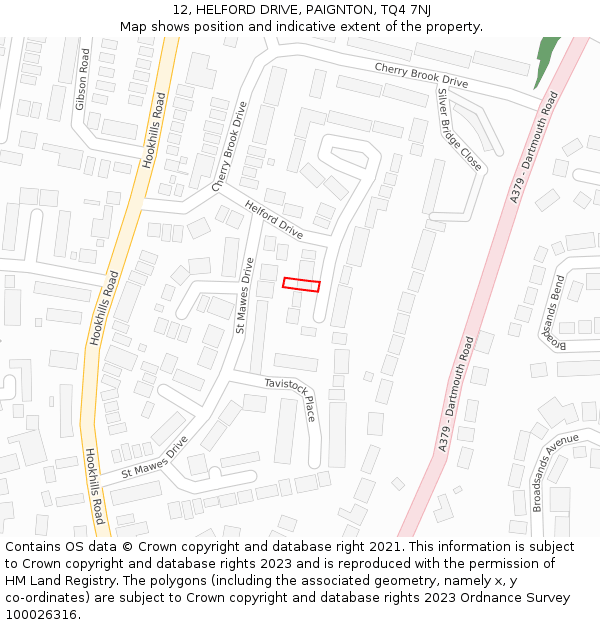 12, HELFORD DRIVE, PAIGNTON, TQ4 7NJ: Location map and indicative extent of plot