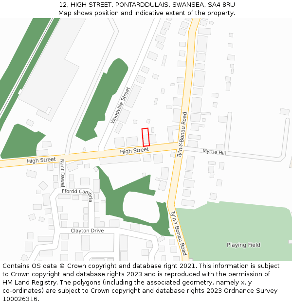 12, HIGH STREET, PONTARDDULAIS, SWANSEA, SA4 8RU: Location map and indicative extent of plot