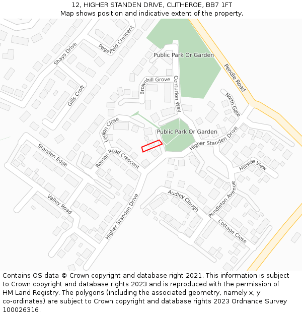 12, HIGHER STANDEN DRIVE, CLITHEROE, BB7 1FT: Location map and indicative extent of plot