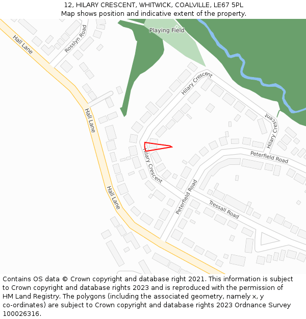 12, HILARY CRESCENT, WHITWICK, COALVILLE, LE67 5PL: Location map and indicative extent of plot