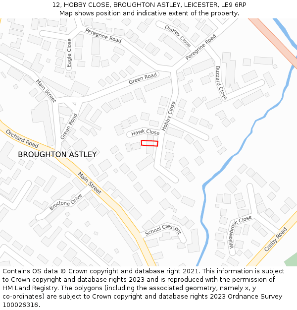 12, HOBBY CLOSE, BROUGHTON ASTLEY, LEICESTER, LE9 6RP: Location map and indicative extent of plot