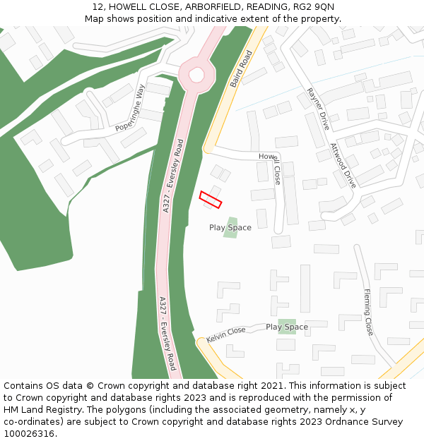 12, HOWELL CLOSE, ARBORFIELD, READING, RG2 9QN: Location map and indicative extent of plot