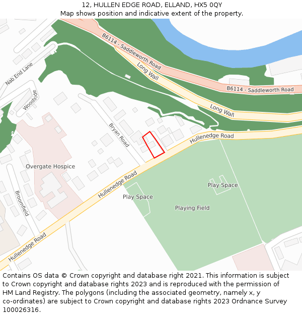 12, HULLEN EDGE ROAD, ELLAND, HX5 0QY: Location map and indicative extent of plot