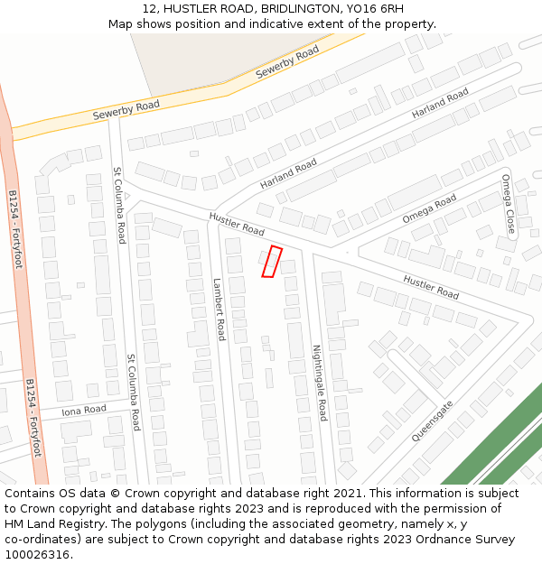 12, HUSTLER ROAD, BRIDLINGTON, YO16 6RH: Location map and indicative extent of plot