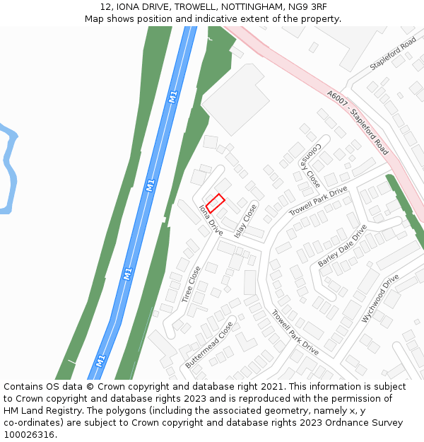 12, IONA DRIVE, TROWELL, NOTTINGHAM, NG9 3RF: Location map and indicative extent of plot