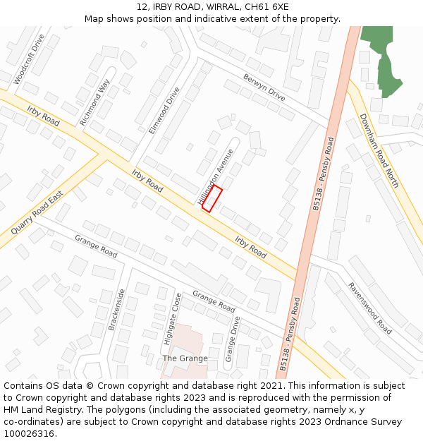 12, IRBY ROAD, WIRRAL, CH61 6XE: Location map and indicative extent of plot