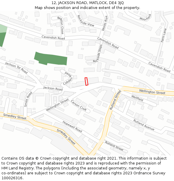 12, JACKSON ROAD, MATLOCK, DE4 3JQ: Location map and indicative extent of plot