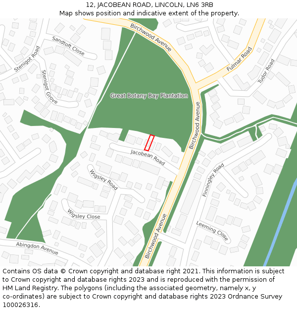 12, JACOBEAN ROAD, LINCOLN, LN6 3RB: Location map and indicative extent of plot