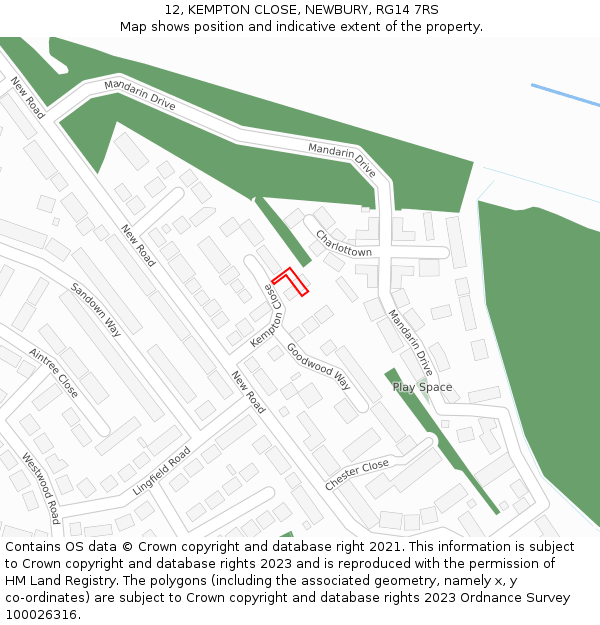 12, KEMPTON CLOSE, NEWBURY, RG14 7RS: Location map and indicative extent of plot