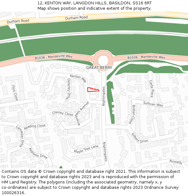 12, KENTON WAY, LANGDON HILLS, BASILDON, SS16 6RT: Location map and indicative extent of plot