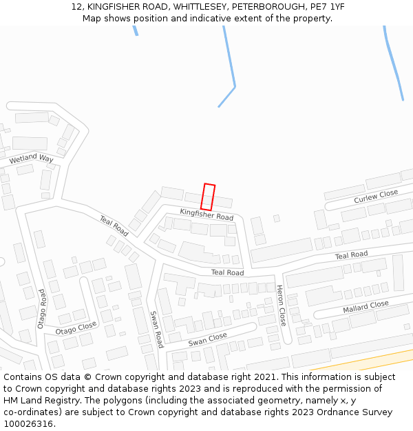 12, KINGFISHER ROAD, WHITTLESEY, PETERBOROUGH, PE7 1YF: Location map and indicative extent of plot