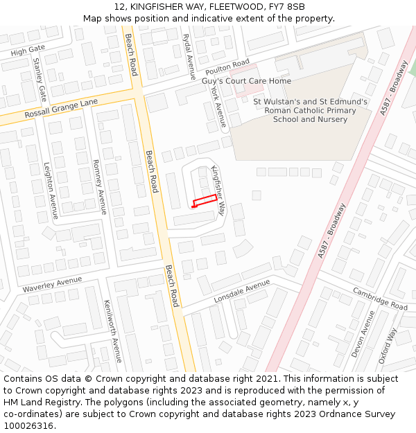 12, KINGFISHER WAY, FLEETWOOD, FY7 8SB: Location map and indicative extent of plot