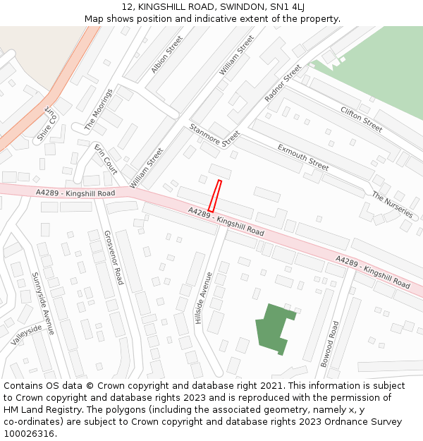 12, KINGSHILL ROAD, SWINDON, SN1 4LJ: Location map and indicative extent of plot