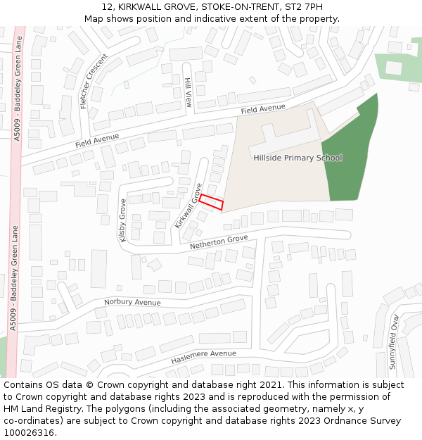 12, KIRKWALL GROVE, STOKE-ON-TRENT, ST2 7PH: Location map and indicative extent of plot