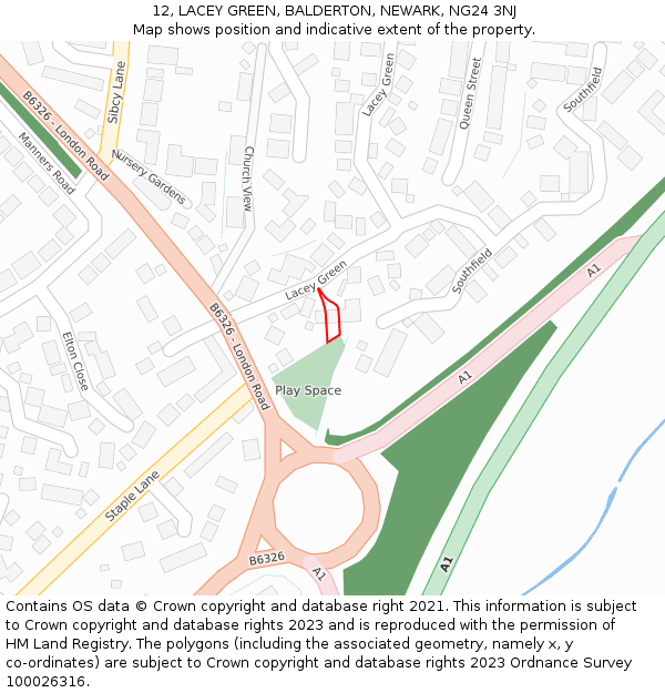 12, LACEY GREEN, BALDERTON, NEWARK, NG24 3NJ: Location map and indicative extent of plot