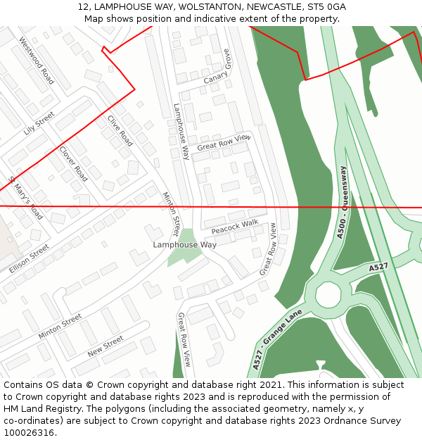 12, LAMPHOUSE WAY, WOLSTANTON, NEWCASTLE, ST5 0GA: Location map and indicative extent of plot