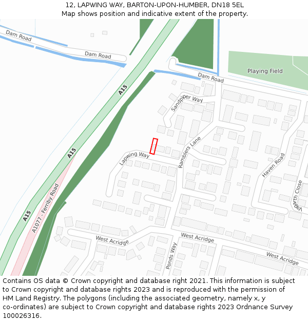 12, LAPWING WAY, BARTON-UPON-HUMBER, DN18 5EL: Location map and indicative extent of plot