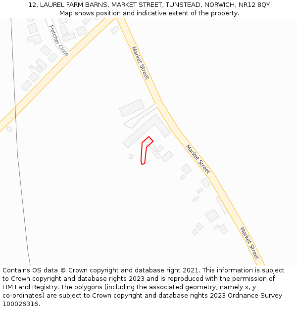 12, LAUREL FARM BARNS, MARKET STREET, TUNSTEAD, NORWICH, NR12 8QY: Location map and indicative extent of plot