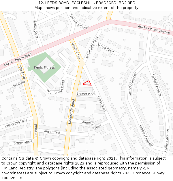 12, LEEDS ROAD, ECCLESHILL, BRADFORD, BD2 3BD: Location map and indicative extent of plot