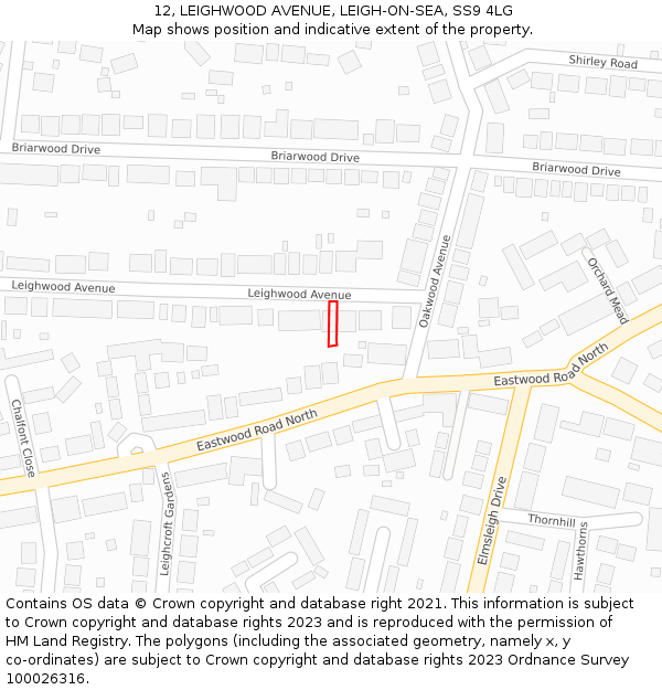 12, LEIGHWOOD AVENUE, LEIGH-ON-SEA, SS9 4LG: Location map and indicative extent of plot