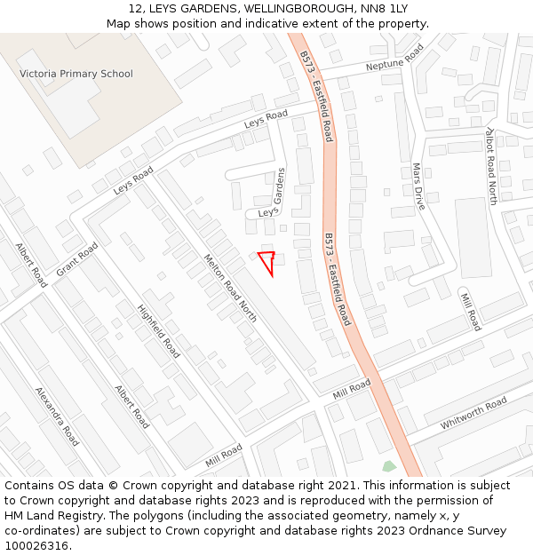 12, LEYS GARDENS, WELLINGBOROUGH, NN8 1LY: Location map and indicative extent of plot