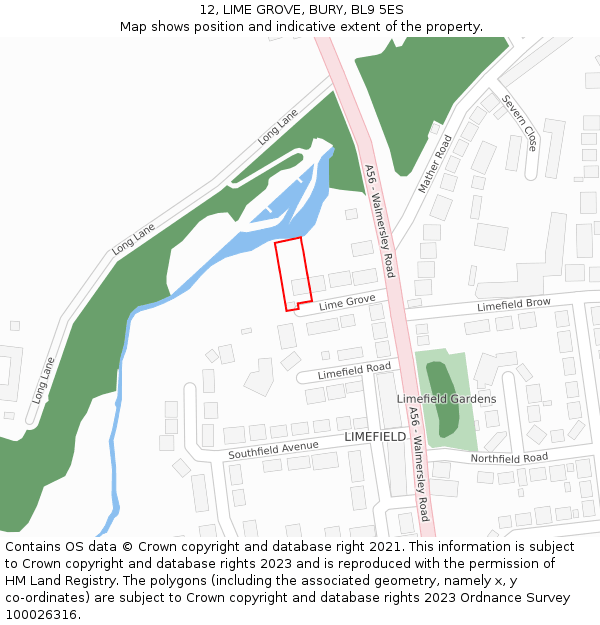 12, LIME GROVE, BURY, BL9 5ES: Location map and indicative extent of plot