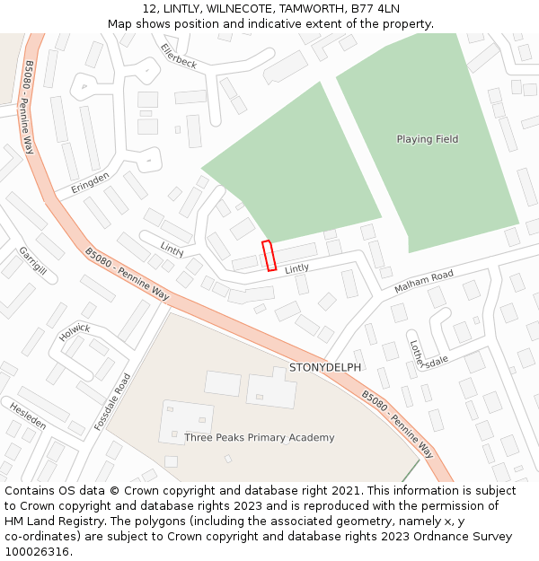 12, LINTLY, WILNECOTE, TAMWORTH, B77 4LN: Location map and indicative extent of plot