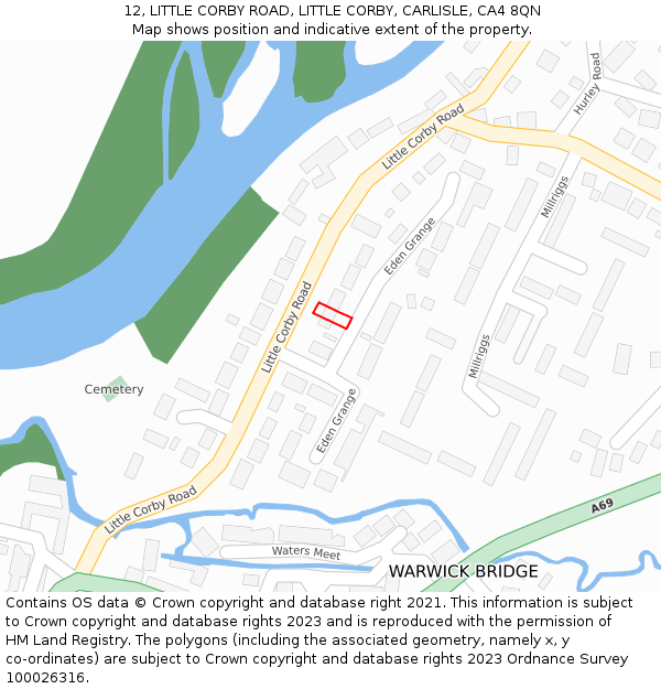 12, LITTLE CORBY ROAD, LITTLE CORBY, CARLISLE, CA4 8QN: Location map and indicative extent of plot