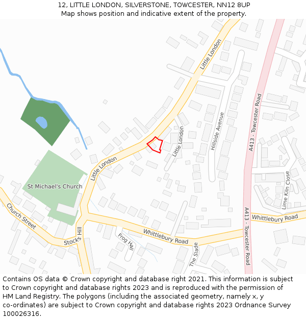 12, LITTLE LONDON, SILVERSTONE, TOWCESTER, NN12 8UP: Location map and indicative extent of plot