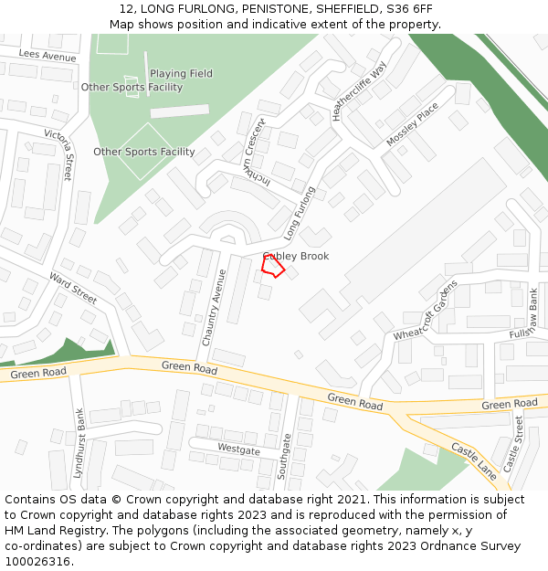 12, LONG FURLONG, PENISTONE, SHEFFIELD, S36 6FF: Location map and indicative extent of plot