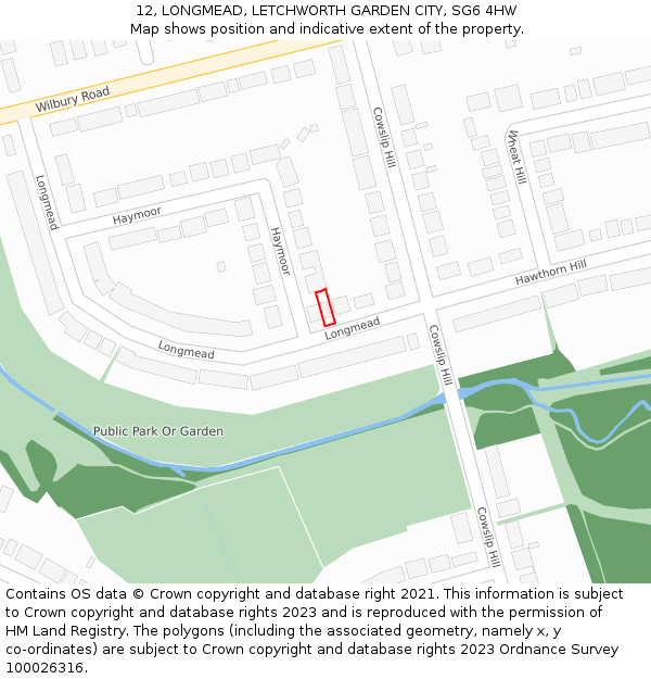 12, LONGMEAD, LETCHWORTH GARDEN CITY, SG6 4HW: Location map and indicative extent of plot