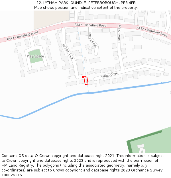 12, LYTHAM PARK, OUNDLE, PETERBOROUGH, PE8 4FB: Location map and indicative extent of plot
