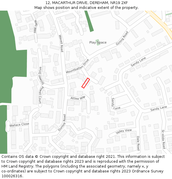 12, MACARTHUR DRIVE, DEREHAM, NR19 2XF: Location map and indicative extent of plot